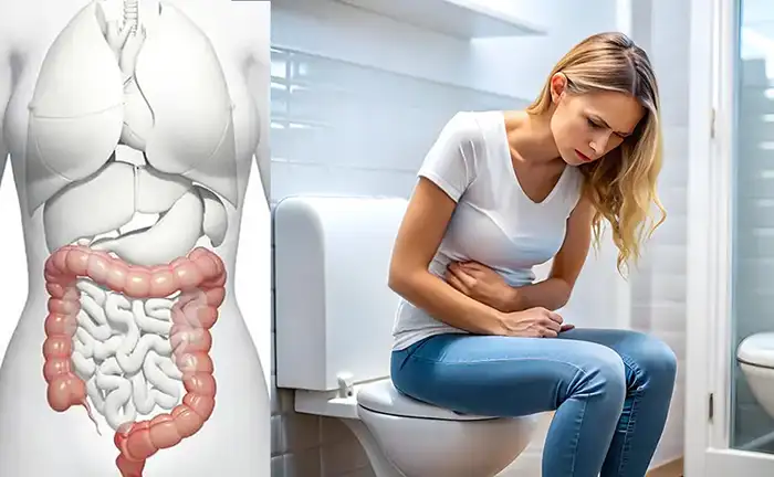 Illustration of gut motility and digestive tract function related to chronic constipation